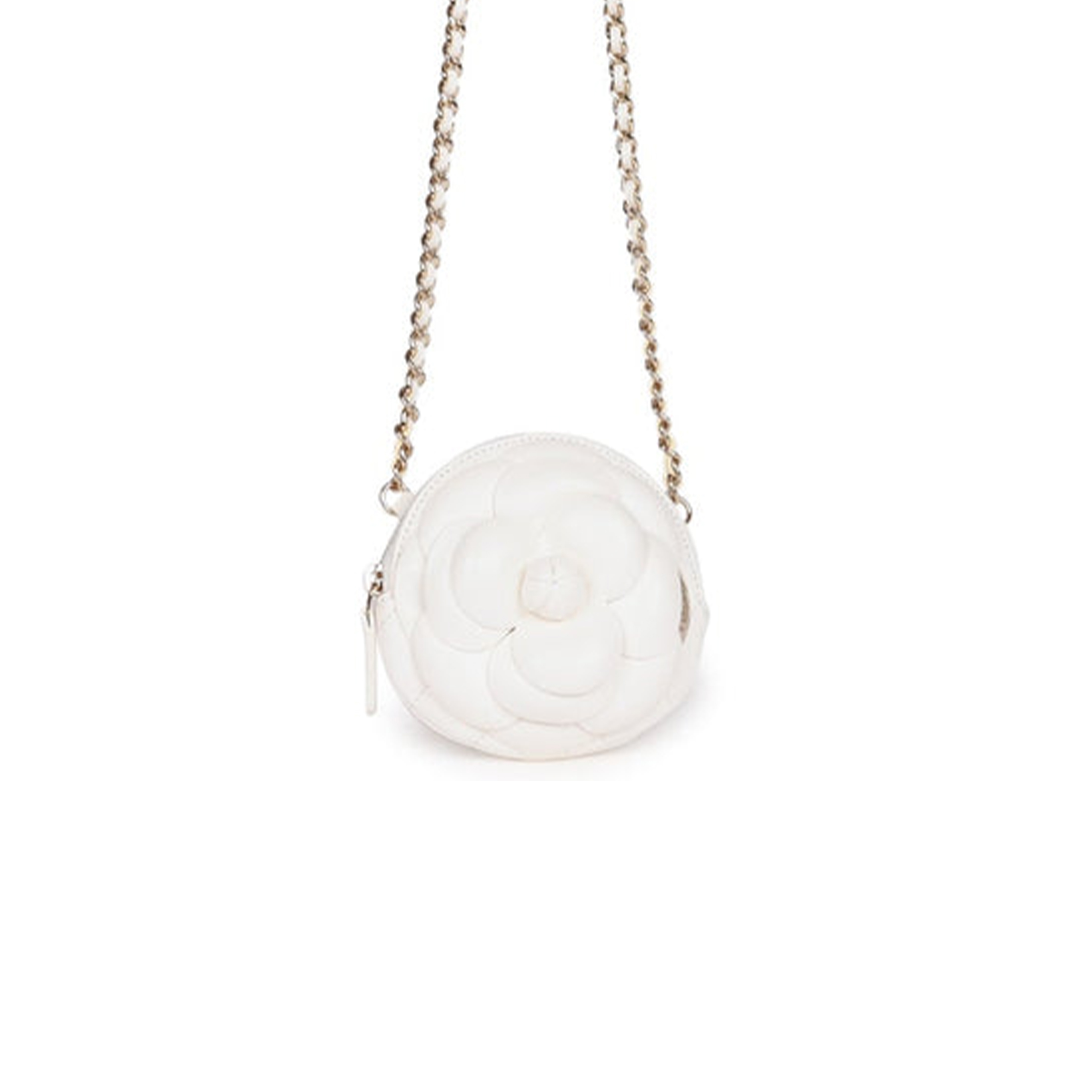 Ch*el camellia clutch with chain white lambskin light gold hardware (13*13*5cm)
